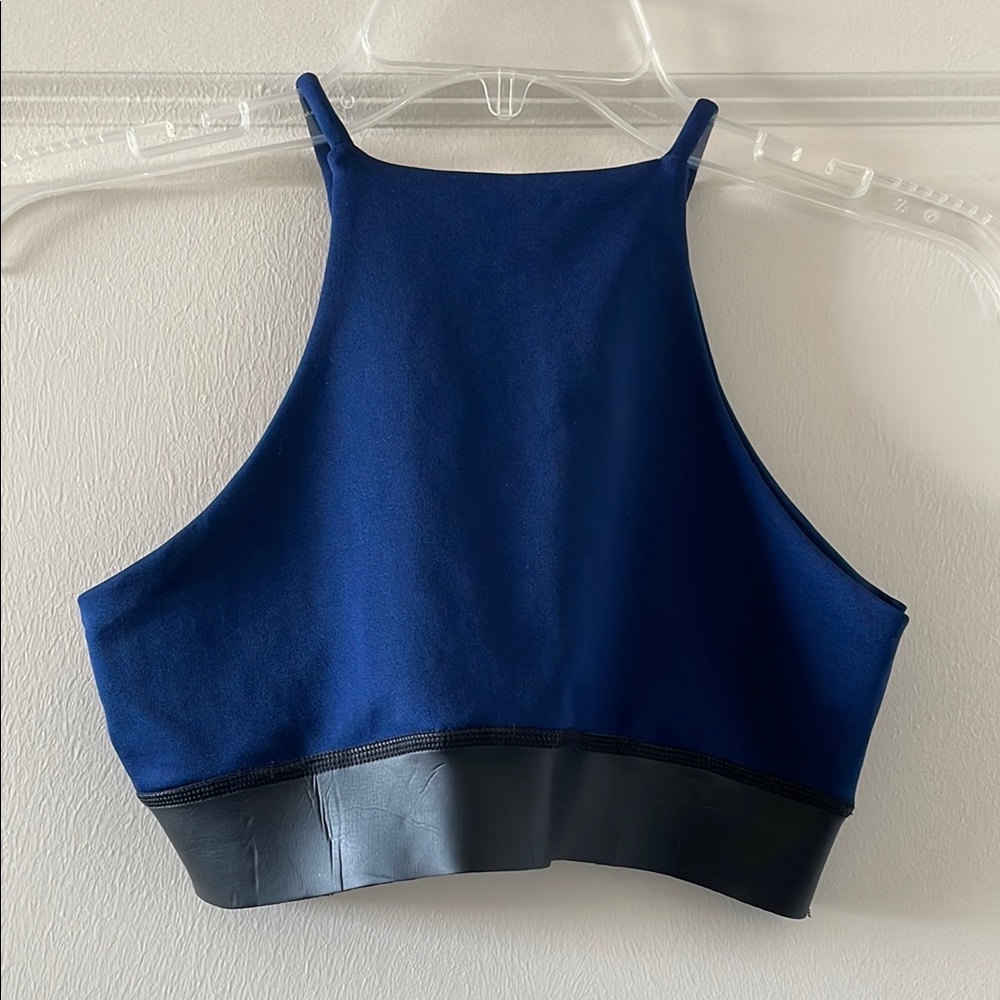 Olympia Activewear Sports Bra with Faux Leather Trim